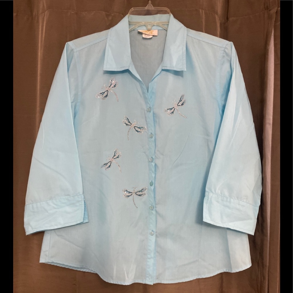 Vintage Tia Rhinestone Blouse Small